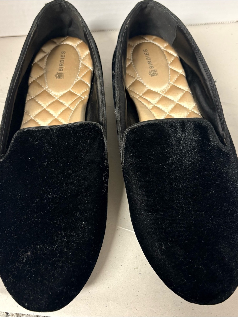 Birdies Men’s Black Velvet Slip-On Loafers with Quilted Insole